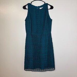 LOFT Women’s Teal Lace Sleeveless Mini Dress